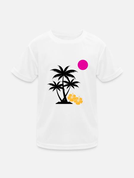 palme sunset - Kinder Funktions-T-Shirt - Weiß - Vorne