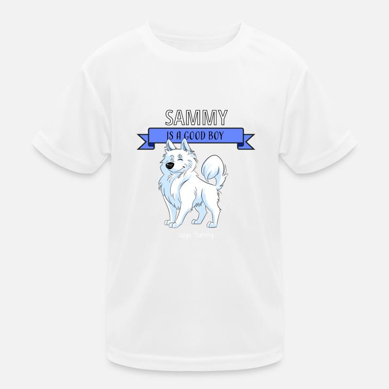 Doux Samoyède, Sammy est un bon garçon - T-shirt sport Enfant - blanc