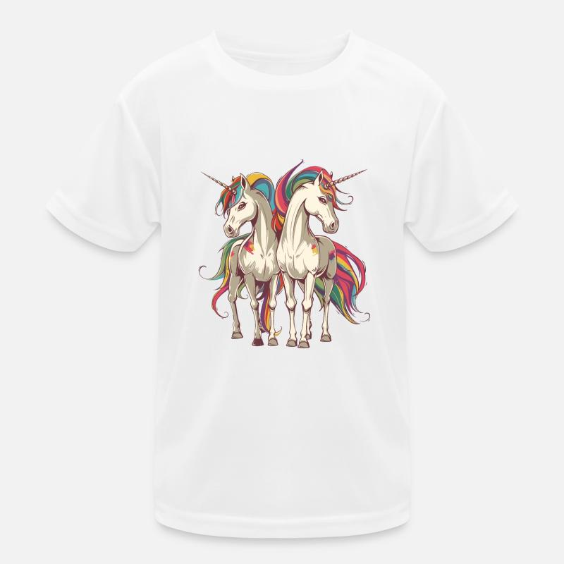 Buntes Einhorn-Duo Kinder Funktions-T-Shirt