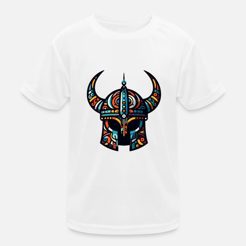 Wikingerhelm mit abstraktem Muster Kinder Funktions-T-Shirt