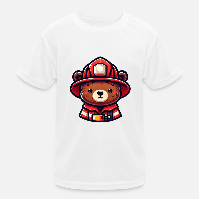 Cute Bear Firefighter Kinder Funktions-T-Shirt