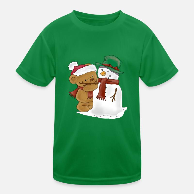 Bärchen schmückt Schneemann Kinder Funktions-T-Shirt