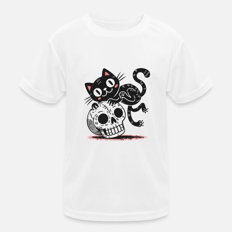 Chat noir et crâne T-shirt sport Enfant