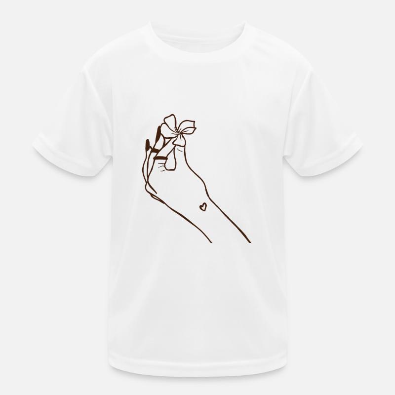 Hand mit Blüte Kinder Funktions-T-Shirt