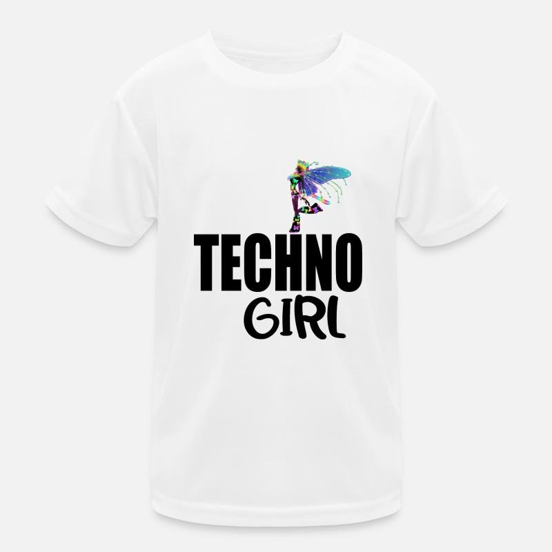 Techno-Mädchen - Kinder Funktions-T-Shirt - Weiß