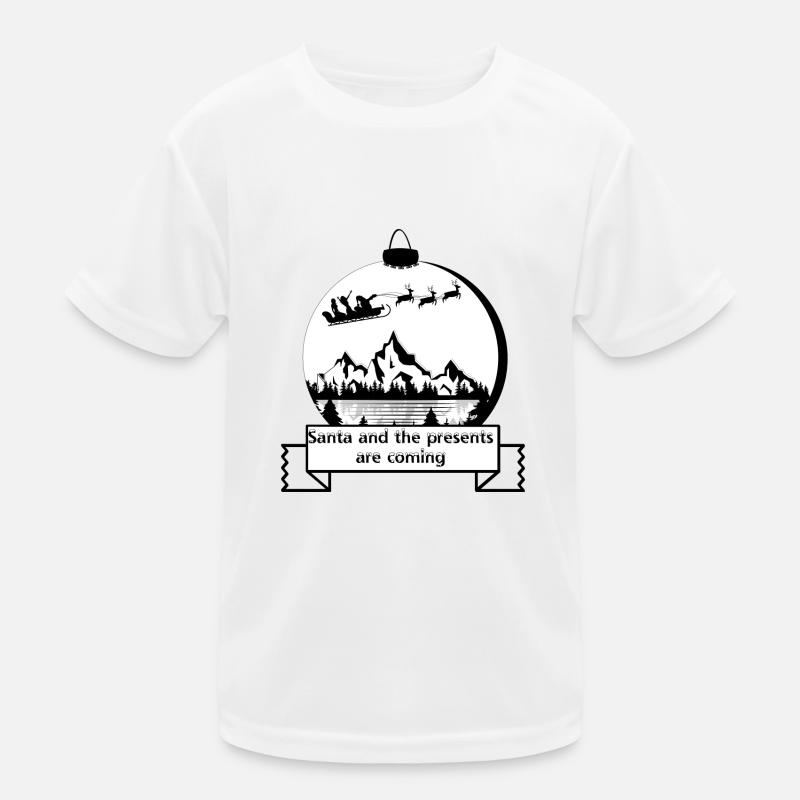 Weihnachtsmann mit Weihnachtskugel Kinder Funktions-T-Shirt