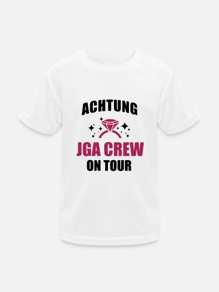 JGA T-Shirt - JGA Crew Shirt - Braut T-Shirt - JGA - Kinder Funktions-T-Shirt - Weiß - Vorne