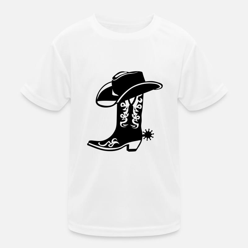 Cowboy Hut Stiefel Logo Kinder Funktions-T-Shirt