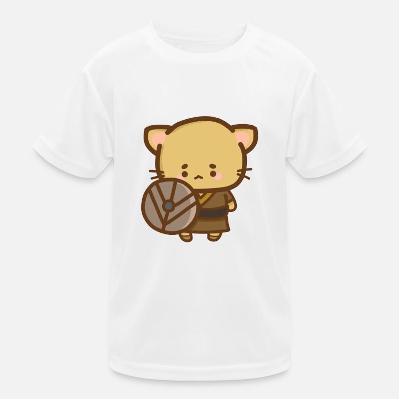 Viking cat with a shield Kids Functional T-Shirt