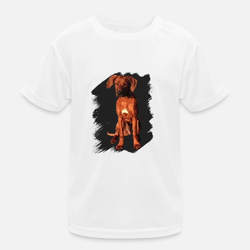 Rhodesian Ridgeback auf schwarzem Hintergrund Kinder Funktions-T-Shirt