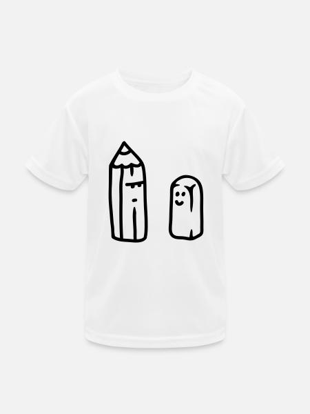 Crayon et gomme - ligne - T-shirt sport Enfant - blanc - Devant