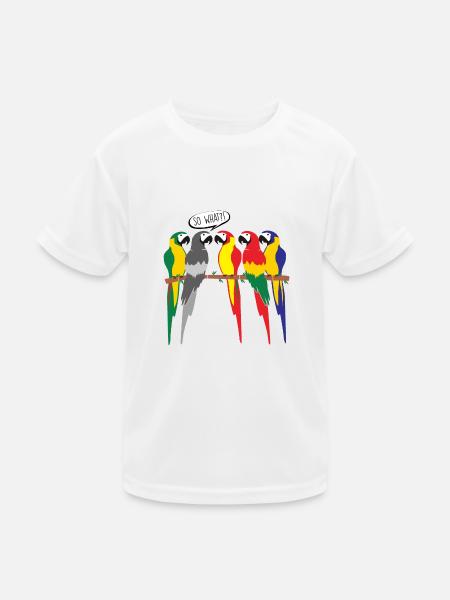 MONOCHROME BIRD PARROT - Kids Functional T-Shirt - white - Front