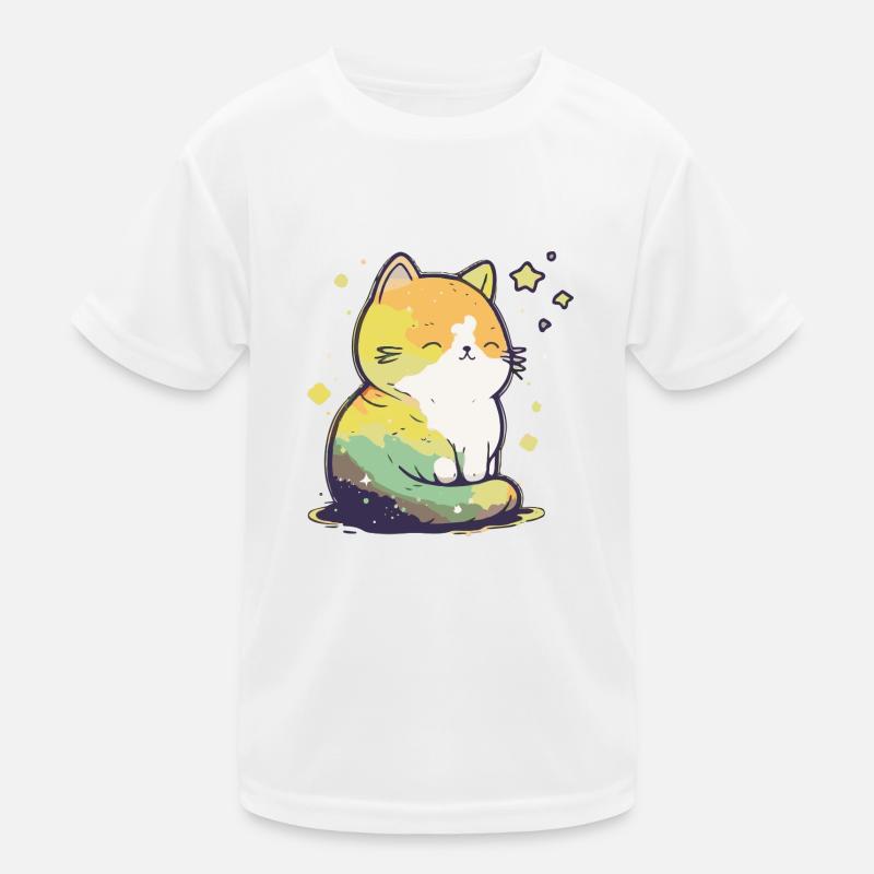 Comic Cute Kawaii Katze Sternchen Kitten Kätzchen Kinder Funktions-T-Shirt