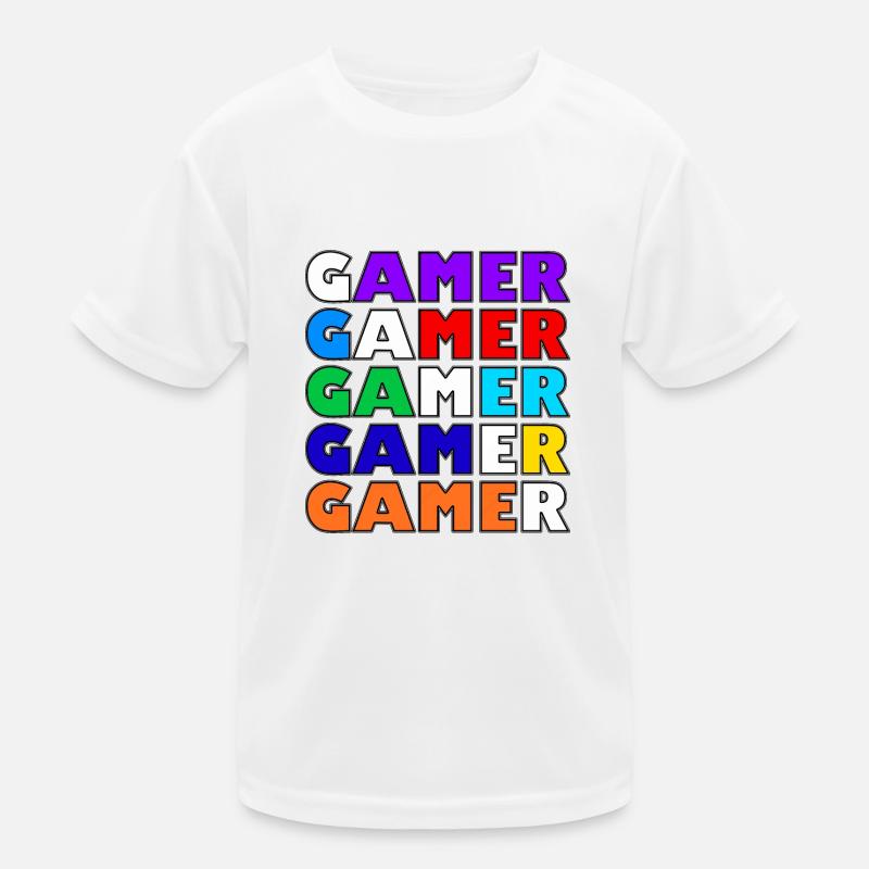 Multicolored white retro gamer Kids Functional T-Shirt