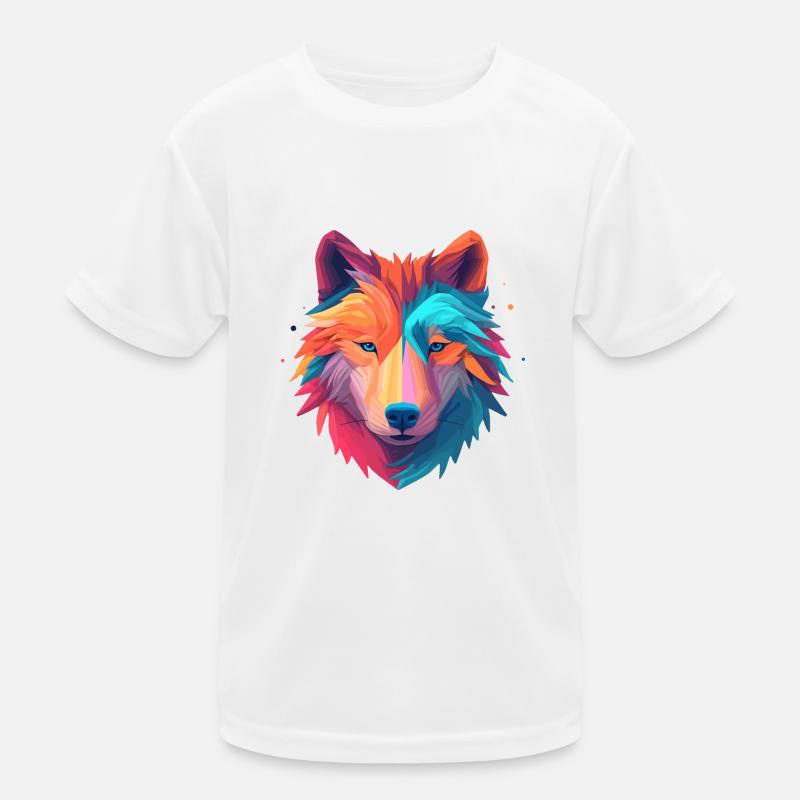 Wolf dans un design minimal coloré heureux T-shirt sport Enfant