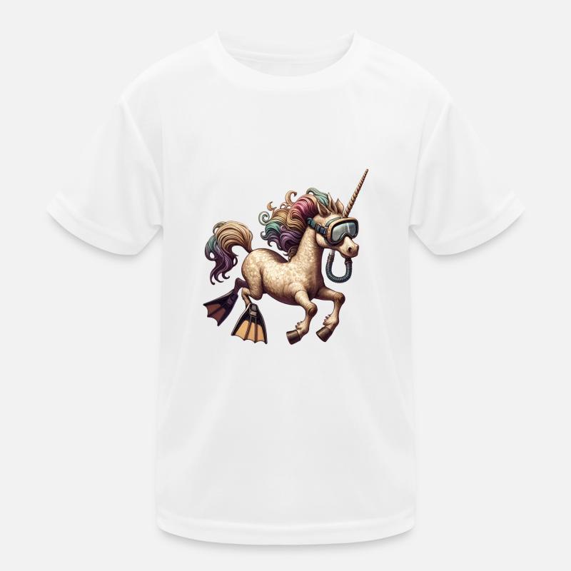 Tauchendes Einhorn Schwimmendes Einhorn - Kinder Funktions-T-Shirt - Weiß