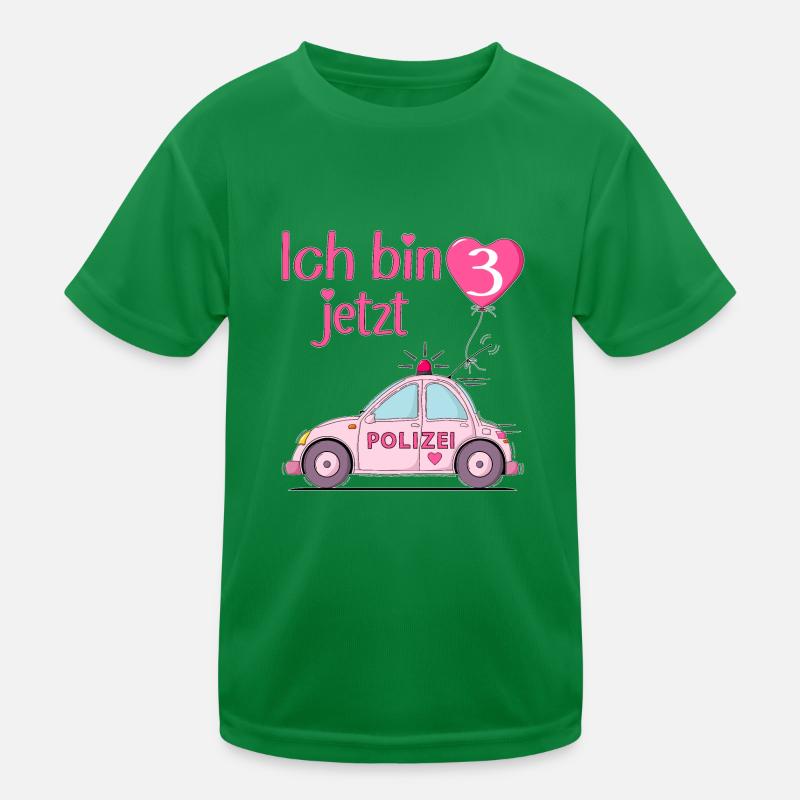 Polizeiauto Ich bin jetzt 3 Geburtstag Rosa Kinder Funktions-T-Shirt