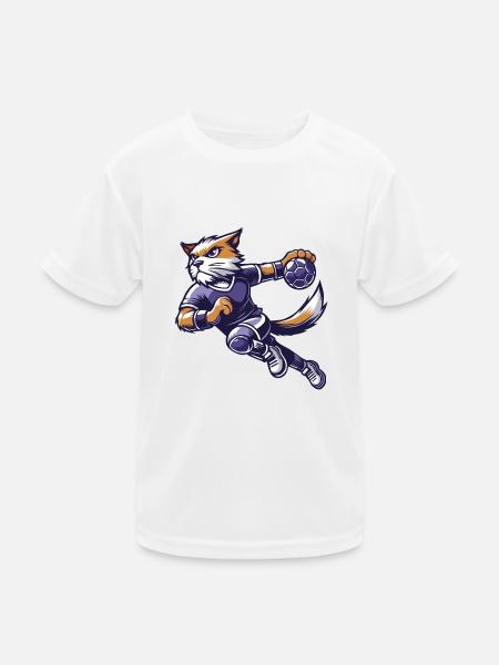 Le chat handballeur - T-shirt sport Enfant - blanc