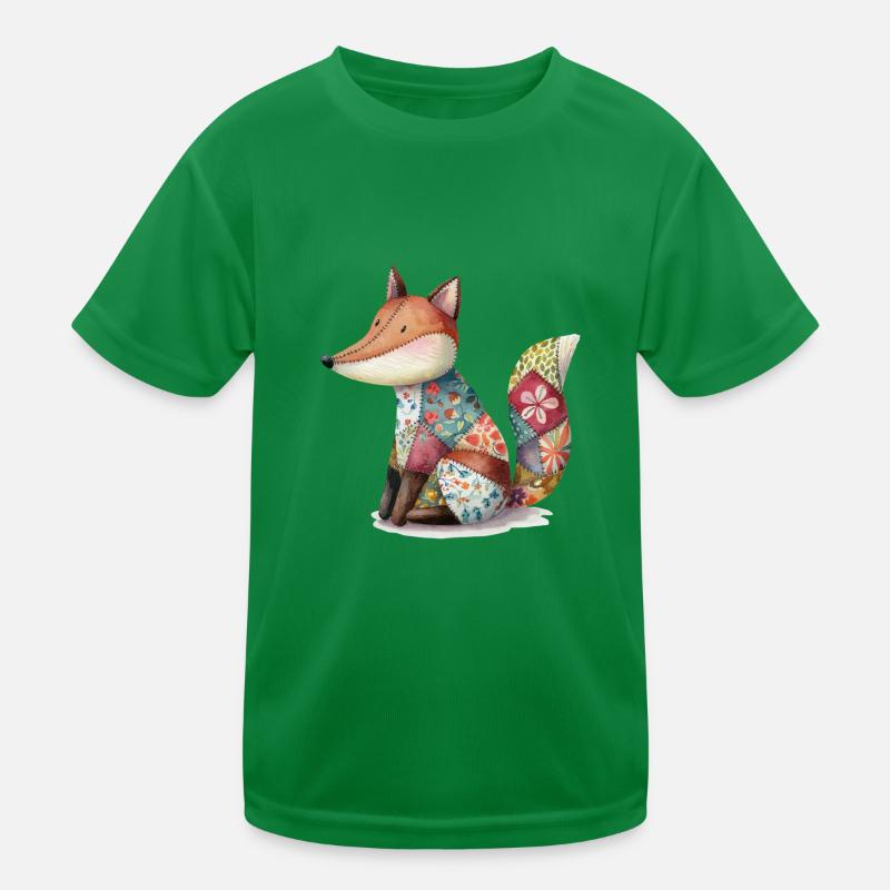 Bunter Patchwork Fuchs Aquarell Kunst Kinder Funktions-T-Shirt