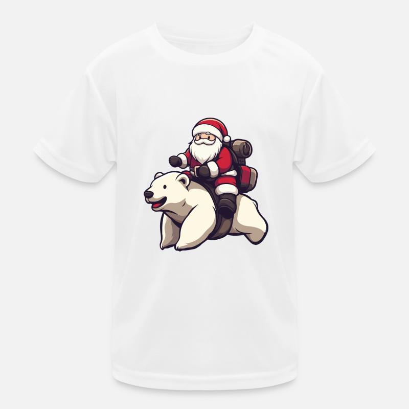 Polar Bear Santa Claus Cartoon Kids Functional T-Shirt