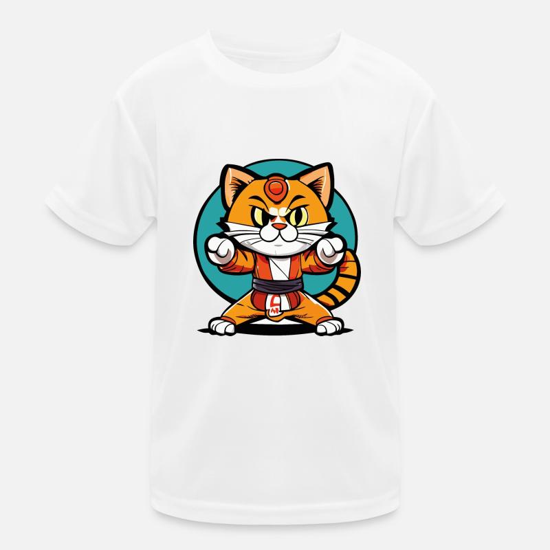 Ninja Cat Karate Kitty - Kids Functional T-Shirt - white
