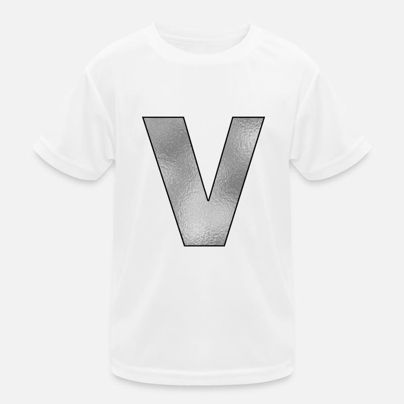 Buchstabe V Silber Kinder Funktions-T-Shirt