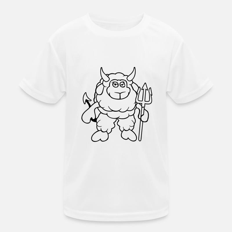 Mouton Diable Satan Enfer Mal Trident Cornes Cool T-shirt sport Enfant