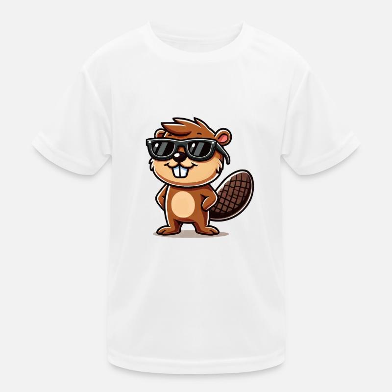 biber comic sonnenbrille Kinder Funktions-T-Shirt