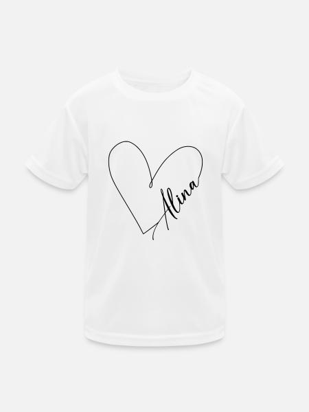 Alina Name Herzlinie - Kinder Funktions-T-Shirt - Weiß