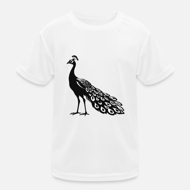Pfau - Vogel Sticker Kinder Funktions-T-Shirt