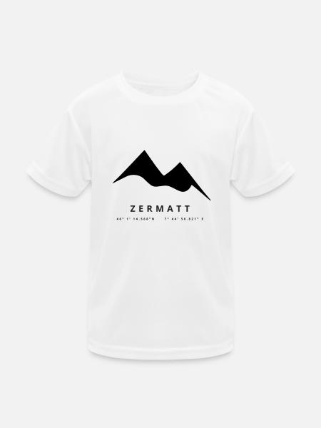Minimalistisches Zermatt-Logo - Kinder Funktions-T-Shirt - Weiß - Vorne