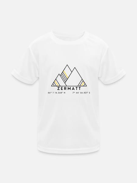 Minimalistisches Zermatt-Logo - Kinder Funktions-T-Shirt - Weiß - Vorne
