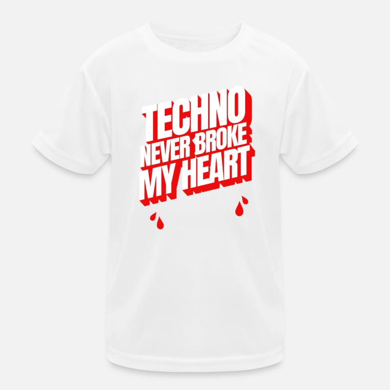 TECHNO NEVER BROKE MY HEART Kinder Funktions-T-Shirt
