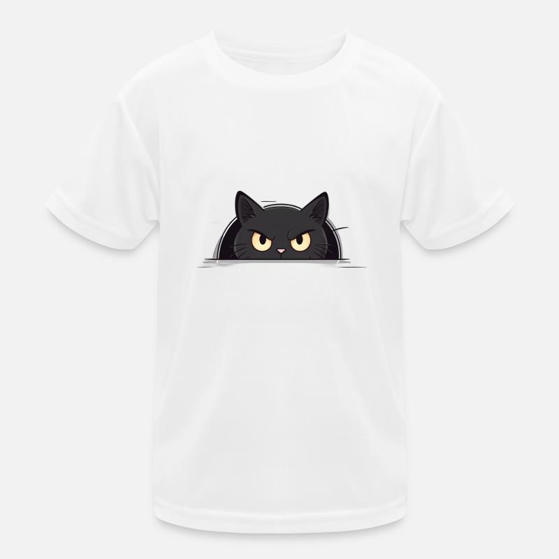 Neugierige Schwarze Katze Kinder Funktions-T-Shirt