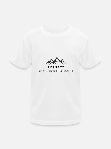 Minimalistisches Zermatt-Logo - Kinder Funktions-T-Shirt - Weiß - Vorne