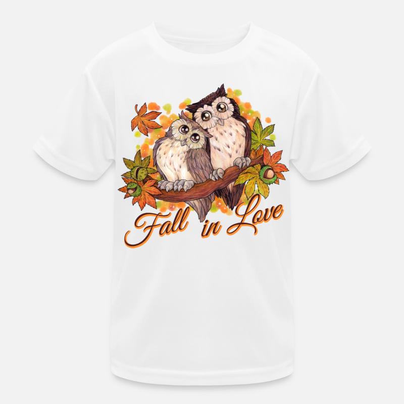 Fall in Love - Niedliche Eulen im Herbst Liebe Kinder Funktions-T-Shirt