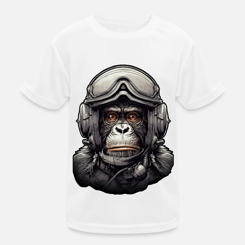Pilot Monkey Digital Art Kids Functional T-Shirt
