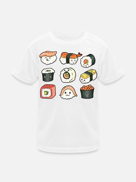 Lustige Manga Style Sushi Geschenkidee Japan - Kinder Funktions-T-Shirt - Weiß - Vorne