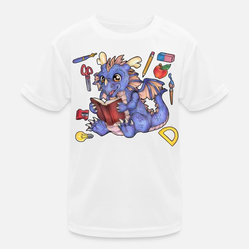 Niedlicher Drache Einschulung Kind Lesen Kinder Funktions-T-Shirt