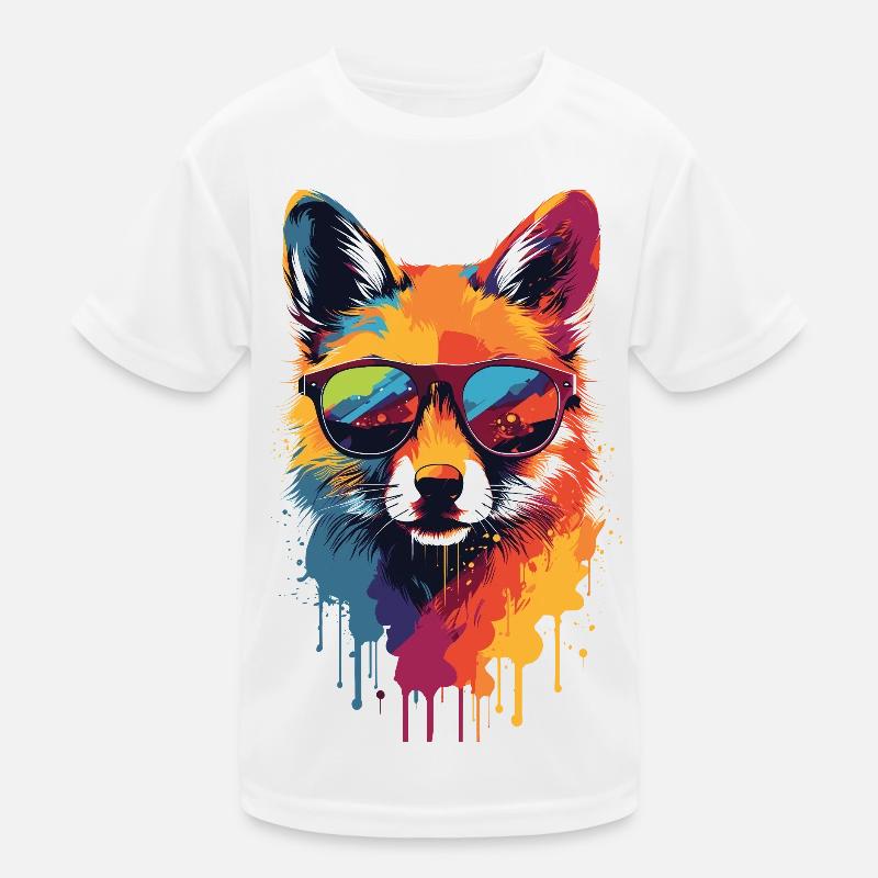 Bunter Fuchs mit Sonnenbrille Kinder Funktions-T-Shirt