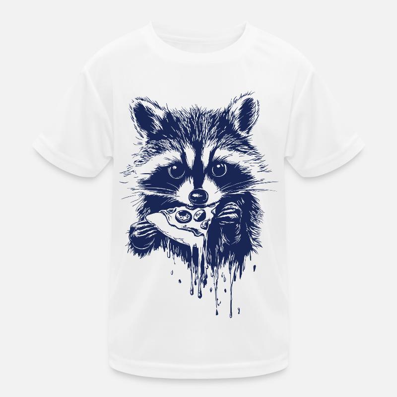 raton laveur mignon mangeant de la pizza T-shirt sport Enfant