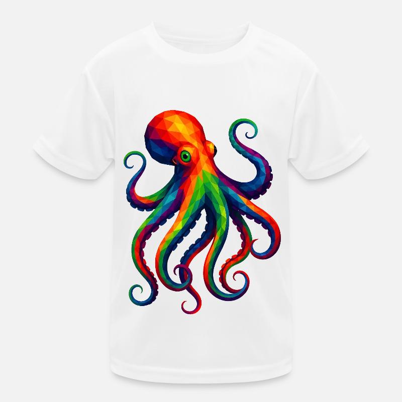 WPAP Stil Polygon Tiere - Krake Oktopus Kinder Funktions-T-Shirt