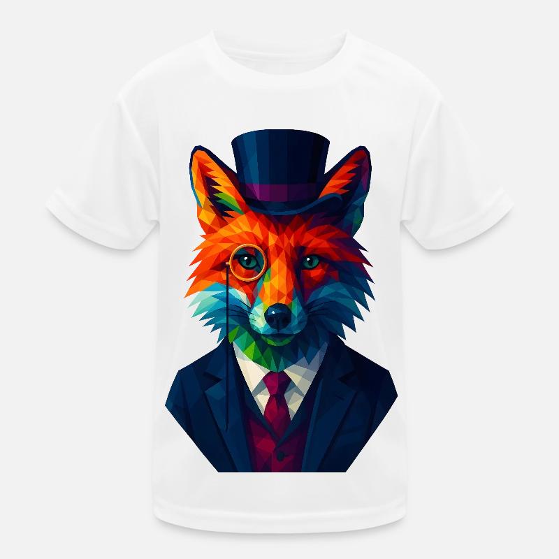 WPAP Style Animals - Fox Elegant Suit Monocle Kids Functional T-Shirt