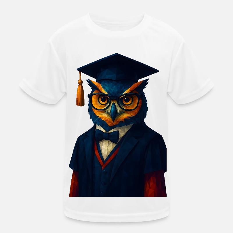 WPAP Stil Tier - Eule im Professoren-Outfit Fliege Kinder Funktions-T-Shirt