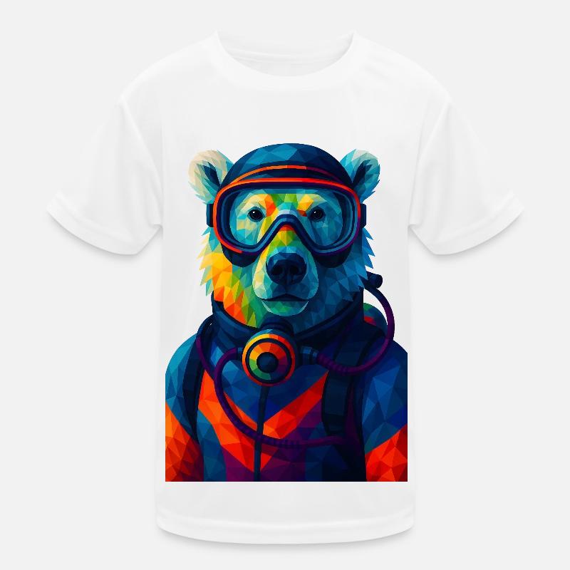 WPAP Stil Tiere - Eisbär im Taucheranzug Atemgerät Kinder Funktions-T-Shirt
