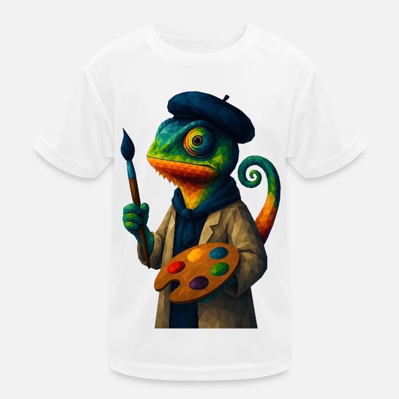 WPAP Style Animals - Chameleon Painter Color Palette Kids Functional T-Shirt