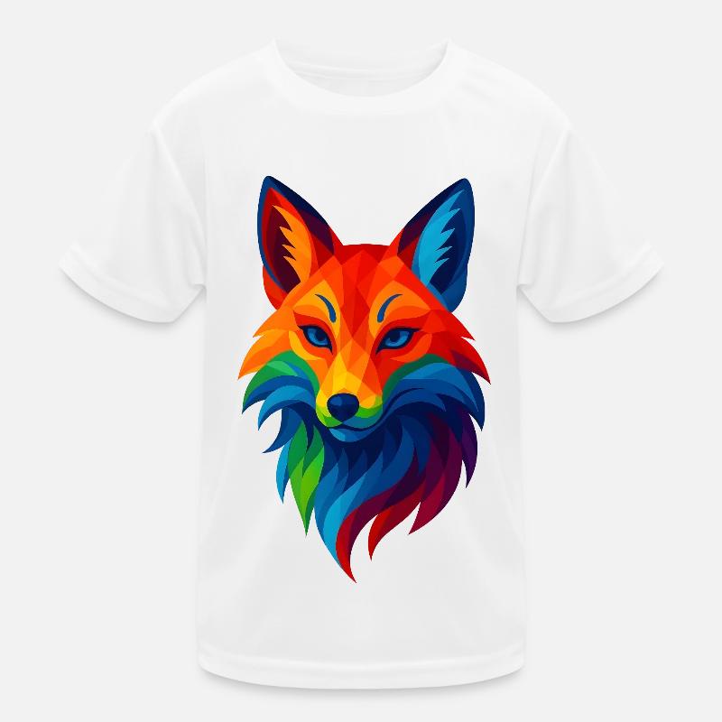 WPAP Stil Tiere - Kitsune Fuchsgeist - Kinder Funktions-T-Shirt - Weiß