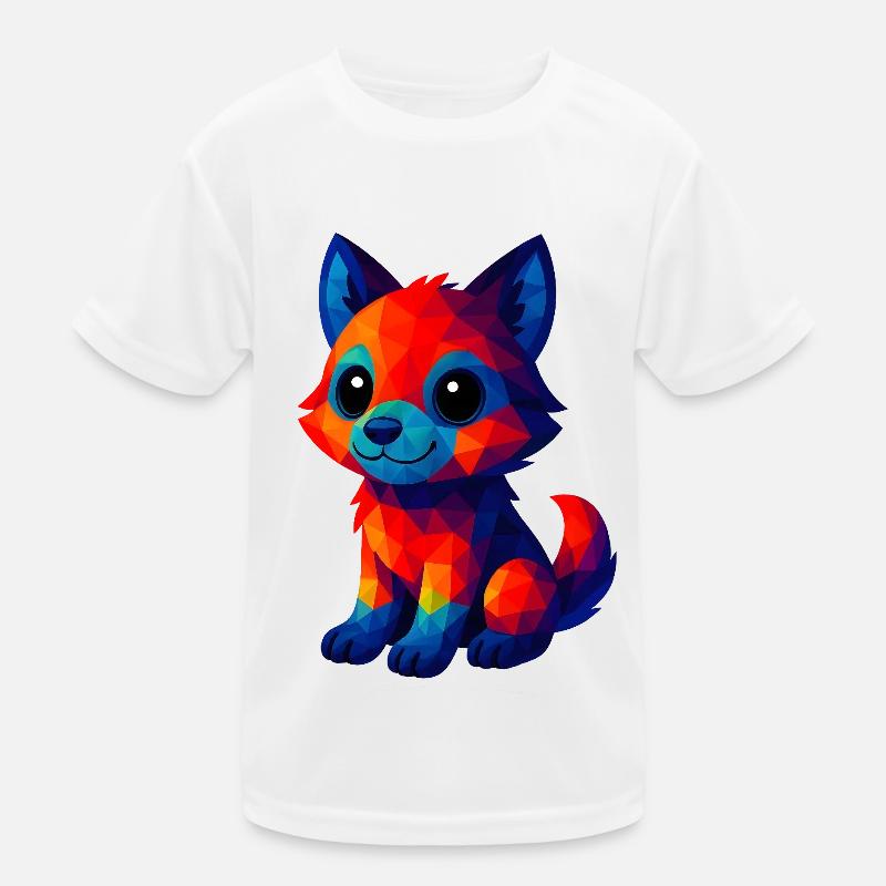 WPAP Polygon Kawaii Style Baby Wolf Kids Functional T-Shirt
