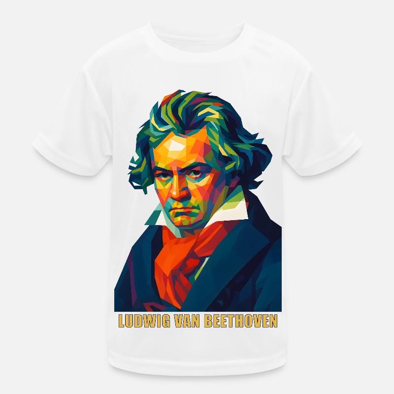 WPAP Polygon Portrait Ludwig van Beethoven - Kids Functional T-Shirt - white