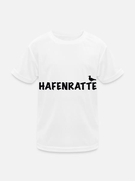 Hafenratte, lustige Sprüche Küste Hamburg Nordsee - Kinder Funktions-T-Shirt - Weiß - Vorne